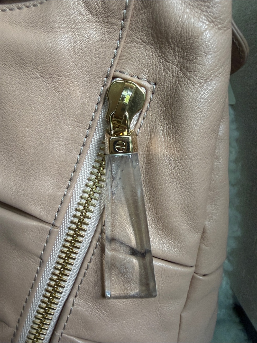 Christian Louboutin Taupe Quilted Tote Bag with Gold Zippers - Picture 2 of 8
